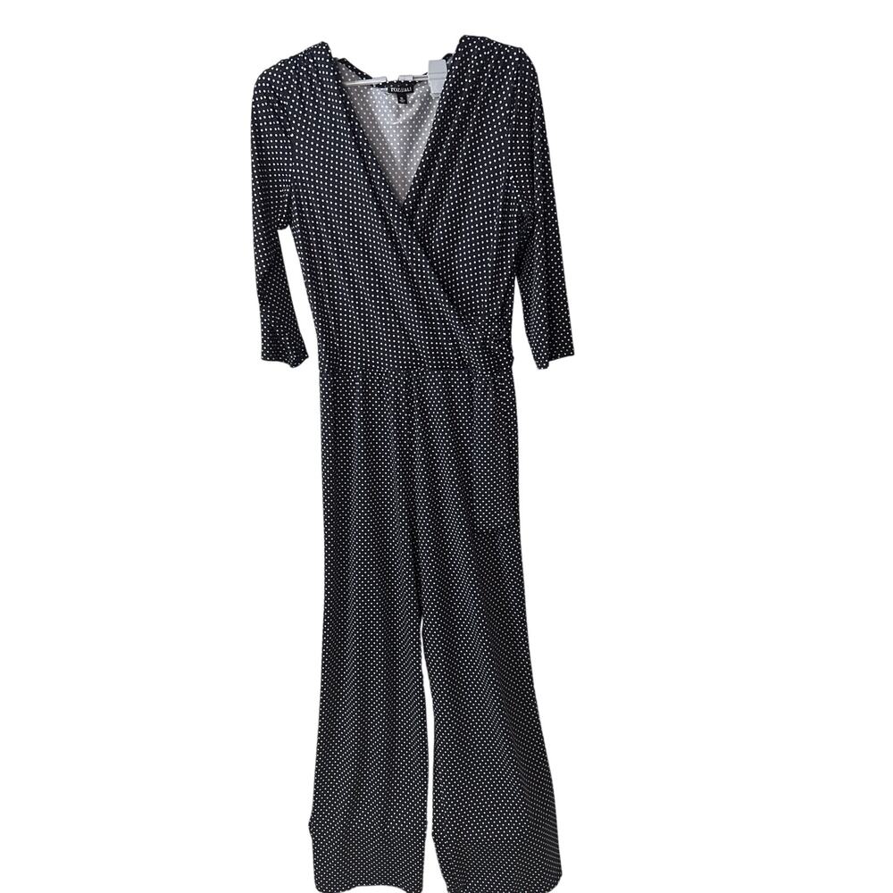 Roz and Ali Navy and white polka dot Women's XL Jumpsuit